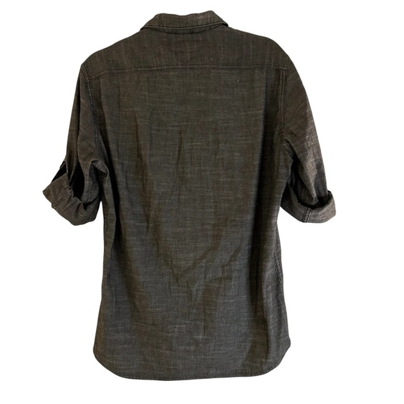 Rock & Republic stretch denim chambray roll sleeve shirt with zippers Size M - Picture 8 of 11